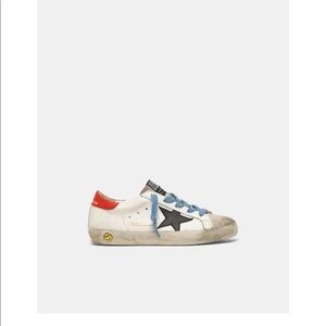 Super Star Sneakers with red heel tab & blue laces